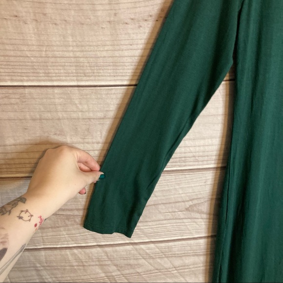 Lulu’s Charmed Life Forest Green Long Sleeve Asymmetrical Maxi Dress - Picture 6 of 11